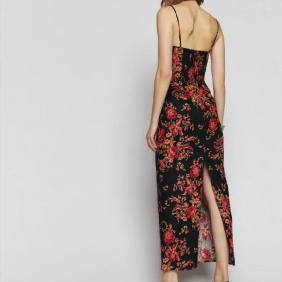 Reformation Frankie Linen in Admire Black Red Floral 2 NEW $248 - Picture 3 of 11